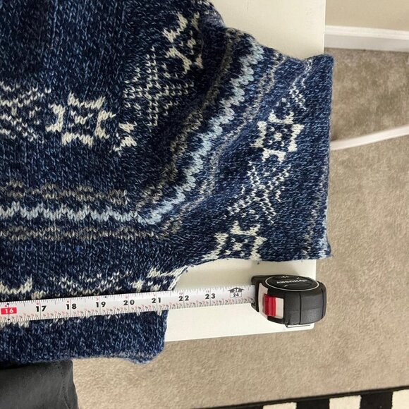 navy and white striped vintage 90s fire isle wool blend knit sweater - Picture 6 of 8